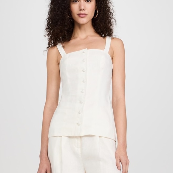 BNWT Faithfull Corbiere White Linen Vest - Picture 1 of 6
